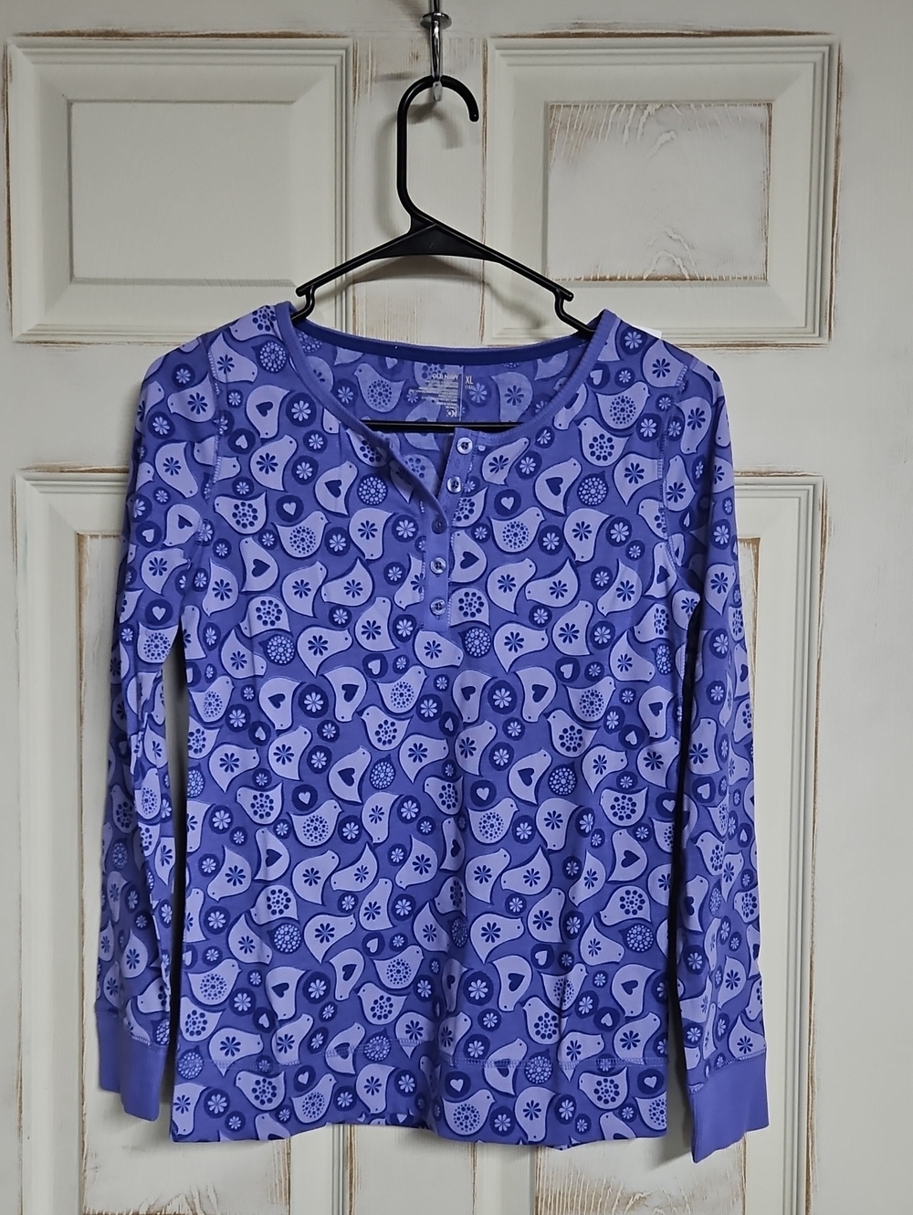 Old Navy Purple Patterned Long-Sleeve Top